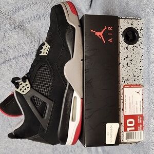 Nike Air Jordan 4 Retro Black and Red Athletic Shoes